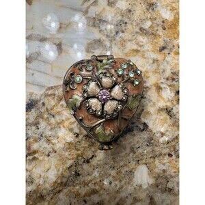 Jay Strongwater Heart Shaped  Flower Decoration Trinket Box !